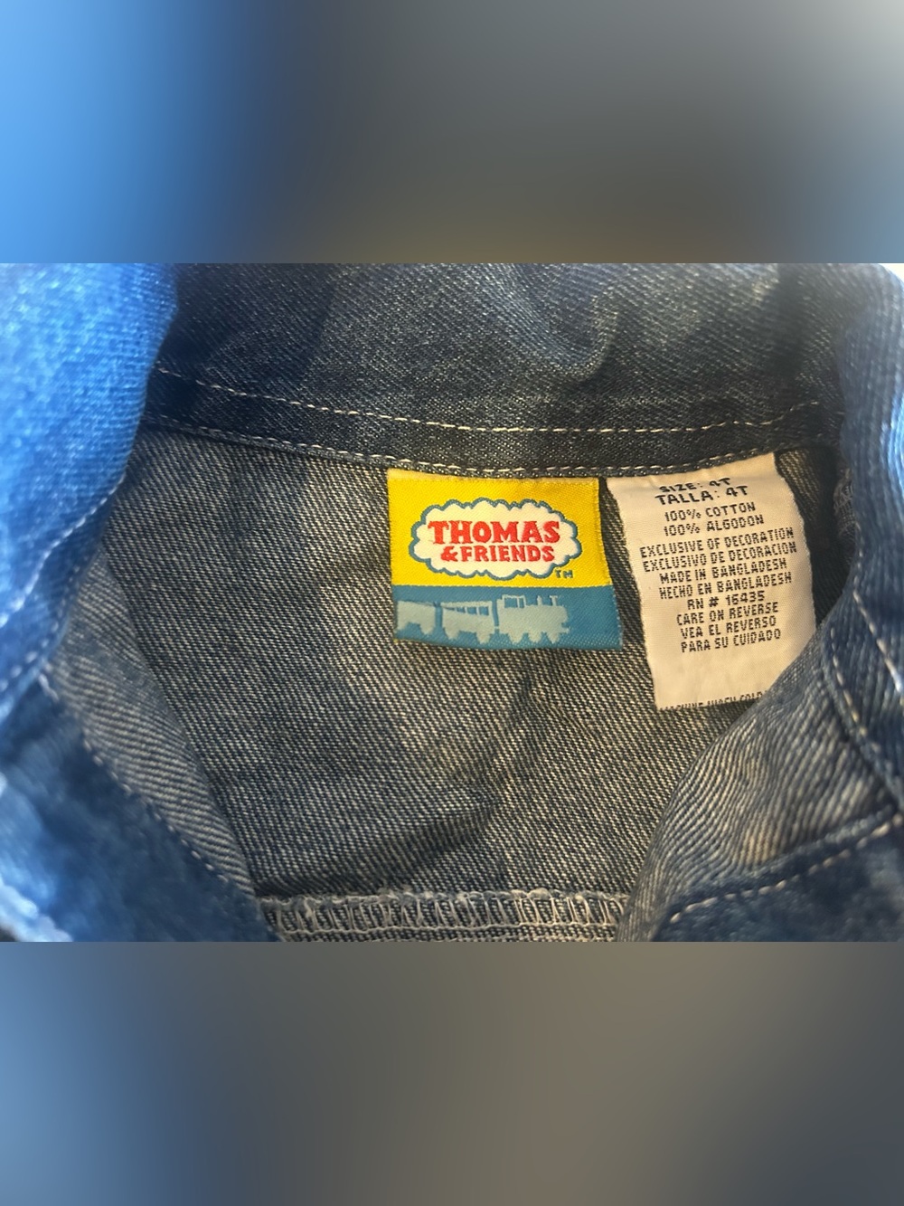Thomas & Friends Boys Denim Jacket Blue 4T Embroidery Button Long Sleeve - Picture 3 of 4